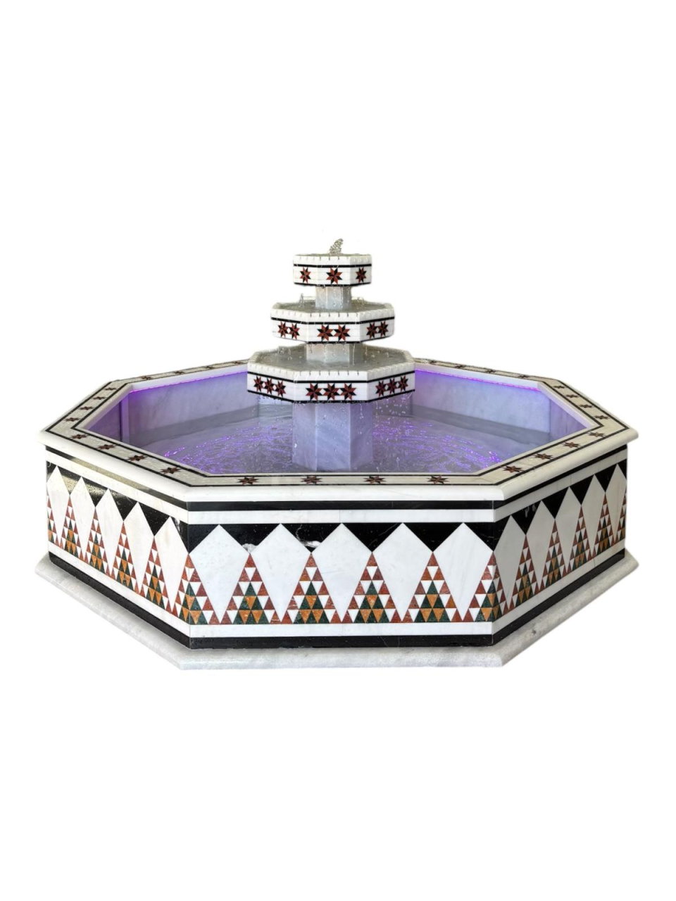 Damascus water fountain handmade from natural marble mosaic star