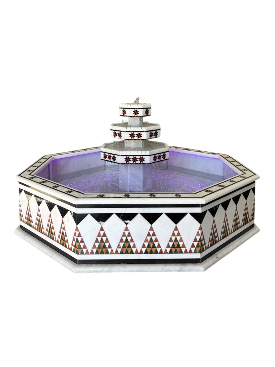 Damascus water fountain handmade from natural marble mosaic star