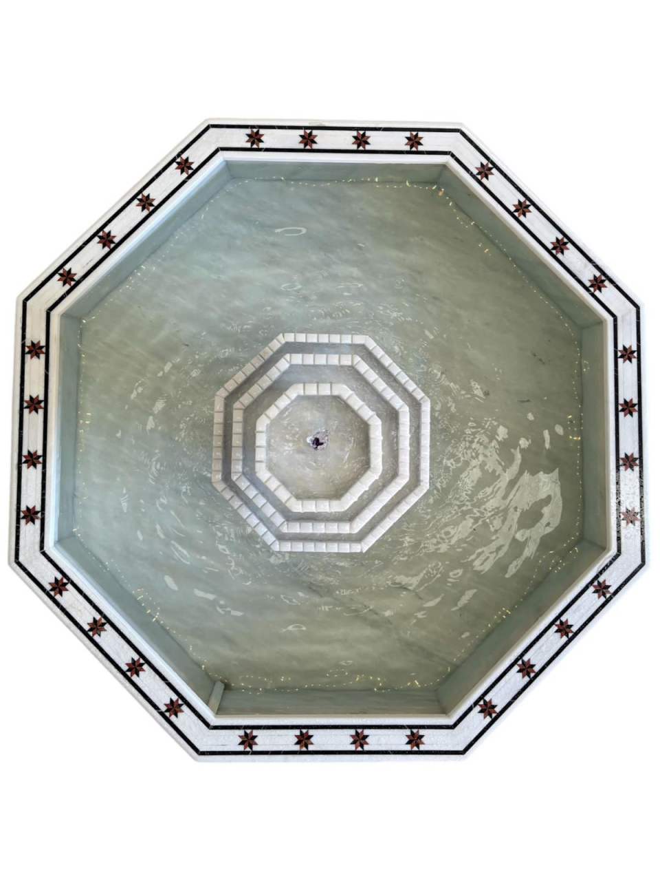 Damascus water fountain handmade from natural marble mosaic star