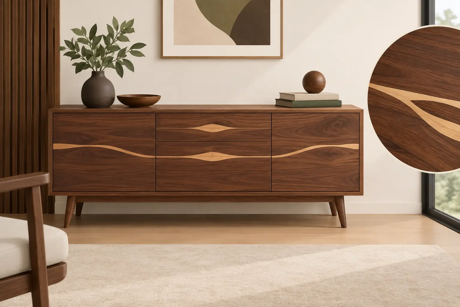 Custom Walnut Furniture With Inlay That Lasts