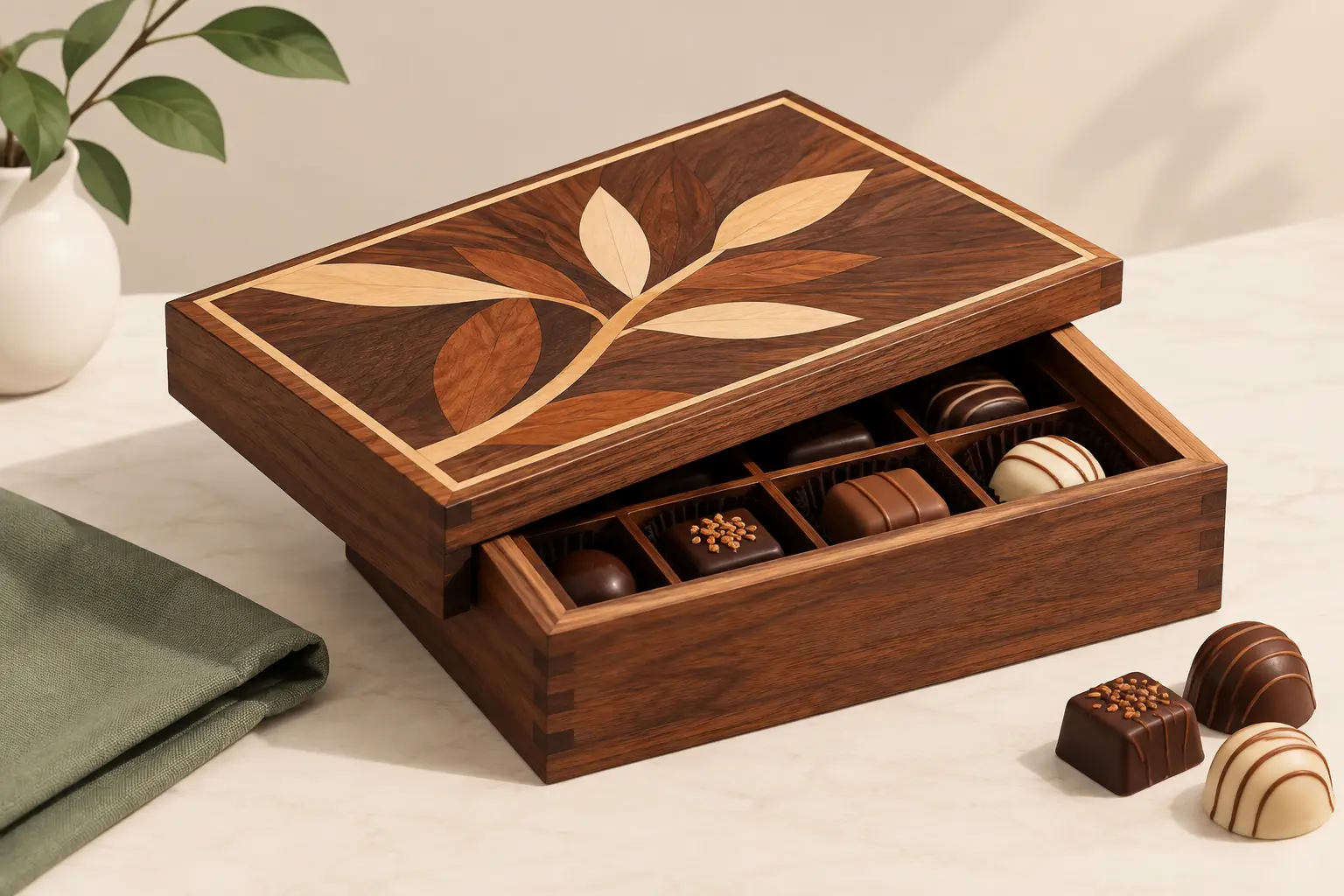 Wooden Chocolate Box With Inlay That Lasts