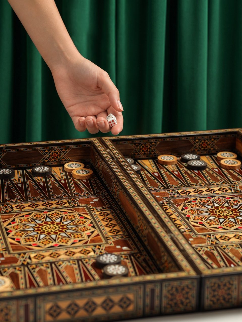 WhatsApp Image 2026-10-29 at 2.49.08 PM (5) 21" wooden Chess set & backgammon set handmade board hand inlay with mother of pearls Chess gift board