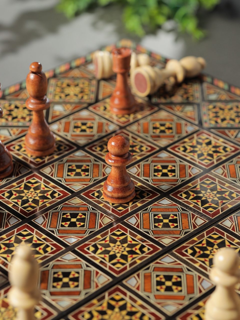 WhatsApp Image 2026-10-29 at 2.49.08 PM (6) 21" wooden Chess set & backgammon set handmade board hand inlay with mother of pearls Chess gift board