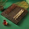 WhatsApp Image 2026-10-29 at 2.49.08 PM (7) 21" wooden Chess set & backgammon set handmade board hand inlay with mother of pearls Chess gift board